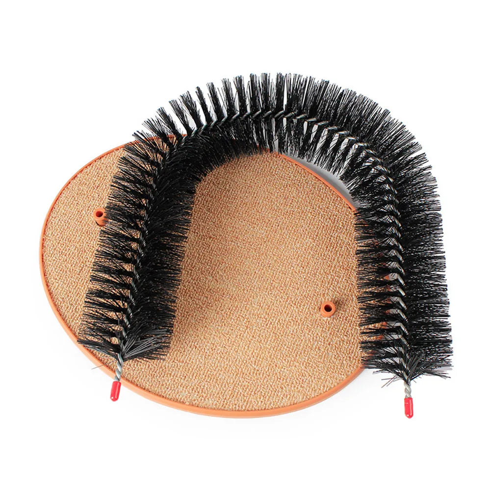 Interactive Kitten Toys Cat Arch Self Groomer Massager Fur Grooming Cat Toy Brush Cat Face Scratcher with Sturdy Scratcher Pad