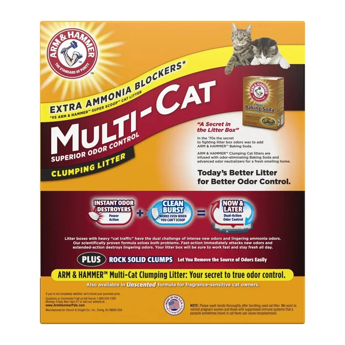 2-Pack Multi-Cat Clumping Litter 40lb, Superior Odor Control with Clean Burst Scent for Cats