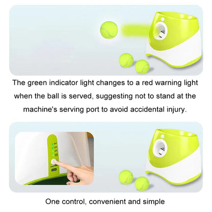 Pet Prime Automatic Dog Ball Thrower Launcher Interative Dog Fetch Machine with 3 Tennis Balls for Indoor/Outdoor Throwing Game