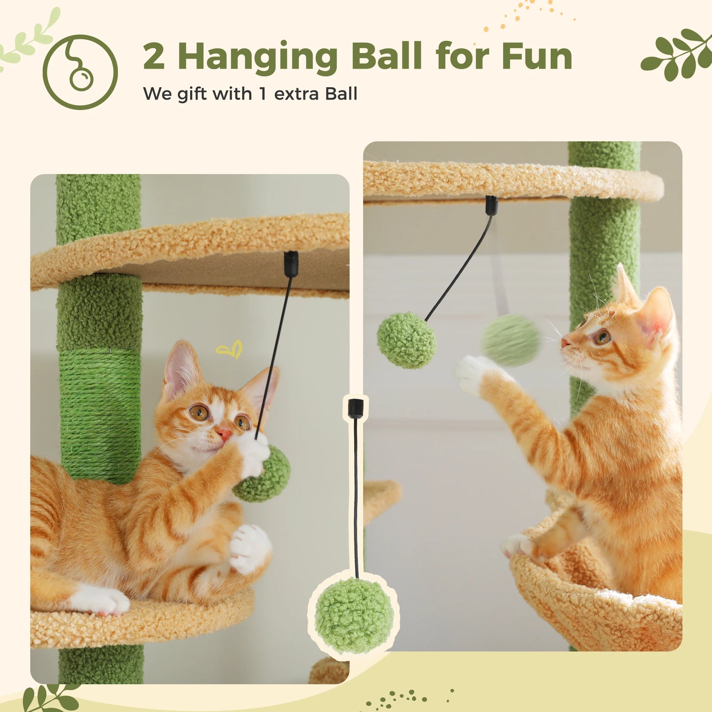 Floor to Ceiling Cat Tree with Scratching Posts Spacious Condo Hammock Tunnel Indoor Height Adjustable Wooden Cat Tower Cat Toys