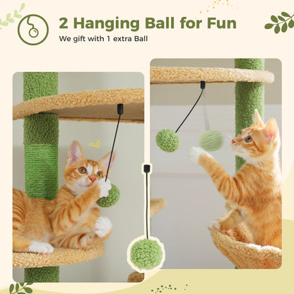 Floor to Ceiling Cat Tree with Scratching Posts Spacious Condo Hammock Tunnel Indoor Height Adjustable Wooden Cat Tower Cat Toys