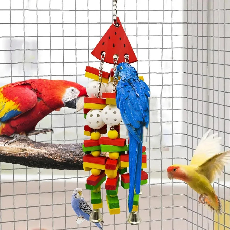 Interactive Bird Toys Set for Large Parrots Cockatoos and Small Birds Including Cockatiels Parakeets MultiFunctional Cage Perch