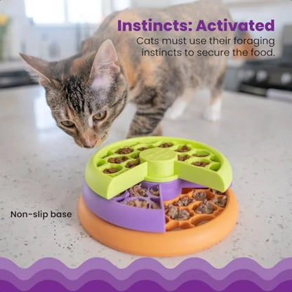 Kitty Lickin' Layers 3Tier Interactive Cat Slow Feeder Treat Puzzle Toy Dry or Wet Food Mental Stimulation Foraging 6.6 inches