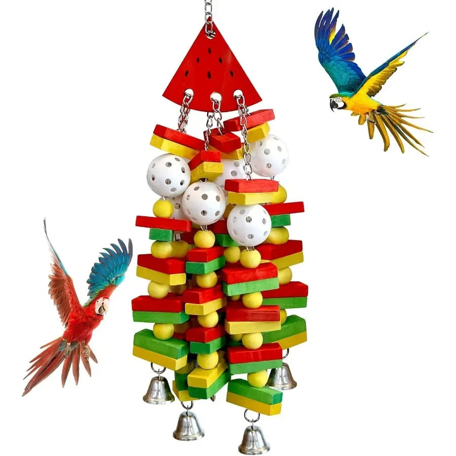 Interactive Bird Toys Set for Large Parrots Cockatoos and Small Birds Including Cockatiels Parakeets MultiFunctional Cage Perch