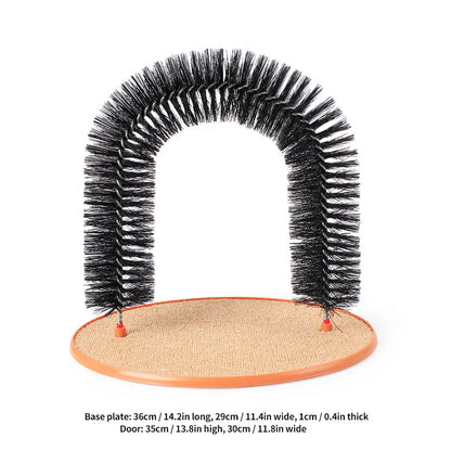 Interactive Kitten Toys Cat Arch Self Groomer Massager Fur Grooming Cat Toy Brush Cat Face Scratcher with Sturdy Scratcher Pad