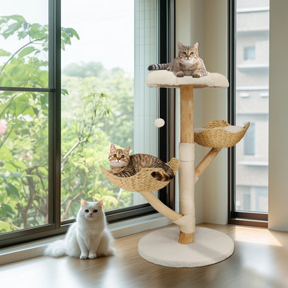 Large Cat Tree Tall Cat Tower for Indoor Cats Multi-Level Plush Cat Condo with Scratching Posts Scratching Boards Perches Caves