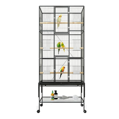 69 Inch Large Bird Cage Bird Cage with Rolling Storage Stands Feed Bowls Wide Tall Parrot Cage For Parakeets Conures Cockatiel