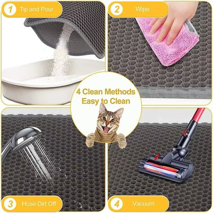 Large Cat Litter Mat Waterproof Double Layer Litter Trapping Clean Pad for Cat Litter Box Durable and Easy to Clean