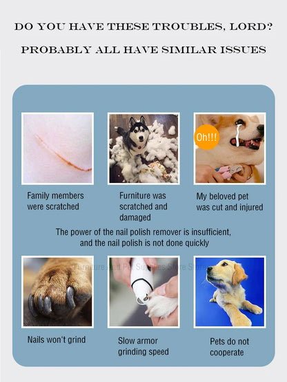 Electric Dog Nail Clippers for Dog Nail Grinders Rechargeable USB Charging LED Light Pet Quiet Cat Paws Nail Grooming Supplies