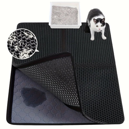 Cat Litter Mat Double Layer Waterproof Urine Proof Trapping Mat 1 Pack, Cat Litter Mat-24"X18" Large Litter BoxTrapping Mat