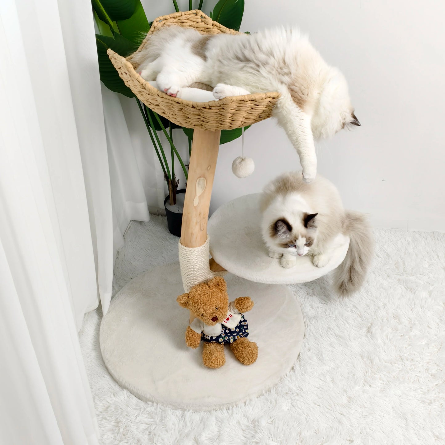 Large Cat Tree Tall Cat Tower for Indoor Cats Multi-Level Plush Cat Condo with Scratching Posts Scratching Boards Perches Caves
