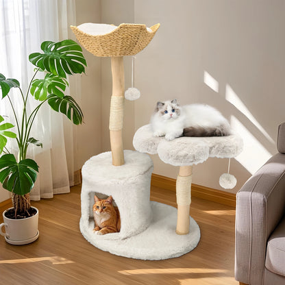 Large Cat Tree Tall Cat Tower for Indoor Cats Multi-Level Plush Cat Condo with Scratching Posts Scratching Boards Perches Caves