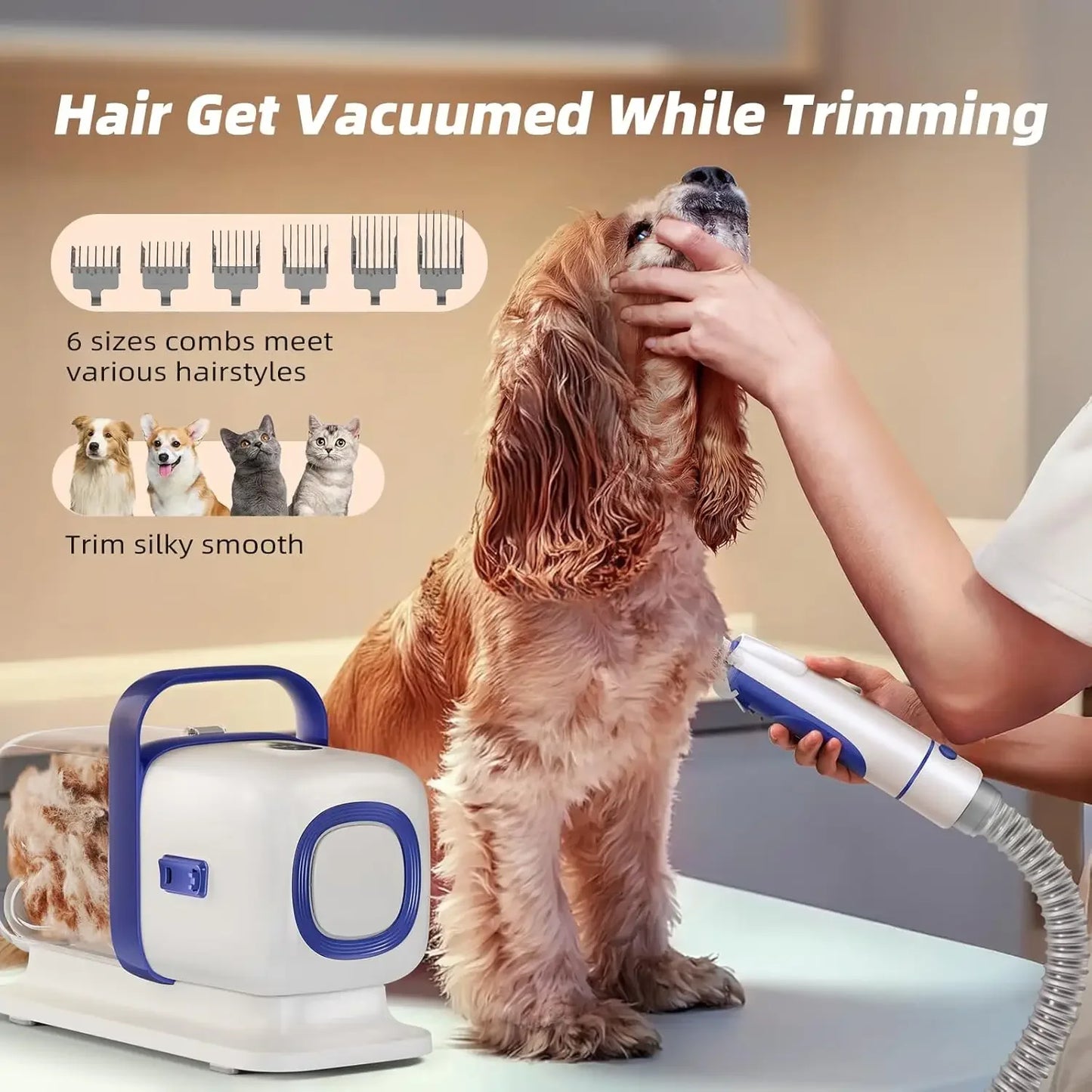 BestsellerDog Grooming Kit with Pet Grooming Vacuum, Dog Clipper, Pet Shedding Brush, Cleaning Tool in 1, Low Noise Dogs Vacuum
