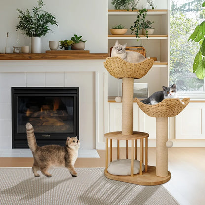 Large Cat Tree Tall Cat Tower for Indoor Cats Multi-Level Plush Cat Condo with Scratching Posts Scratching Boards Perches Caves