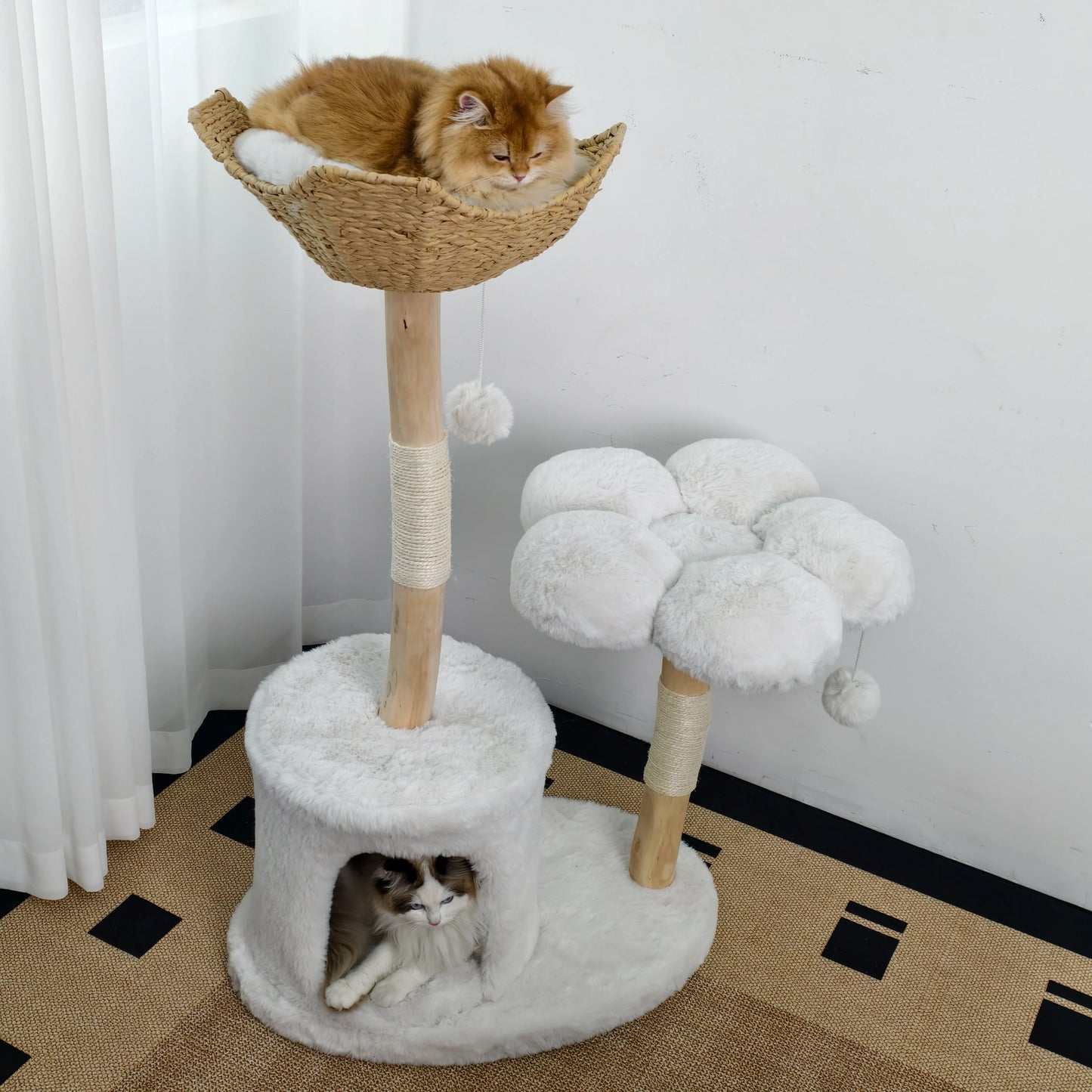 Large Cat Tree Tall Cat Tower for Indoor Cats Multi-Level Plush Cat Condo with Scratching Posts Scratching Boards Perches Caves