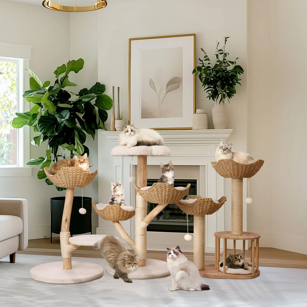 Large Cat Tree Tall Cat Tower for Indoor Cats Multi-Level Plush Cat Condo with Scratching Posts Scratching Boards Perches Caves