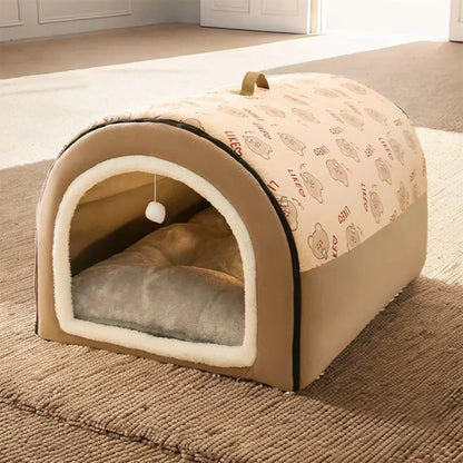 23inch Cute Cat Beds for Indoor Cats 2 in 1 Cat Cave Bed for Kittens and Dog Pets with Removable Washable Cushioned Pillow