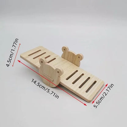 Bite resistant golden bear wooden toy swing seesaw rainbow house rainbow bridge hamster solid wood decoration home