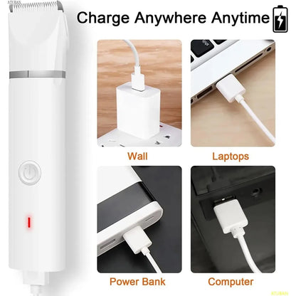 ATUBAN Dog Clippers Grooming Kit Hair Clipper-Low Noise Paw Trimmer-Cordless Quiet Nail Grinder Shaver for Cats and Other Pets