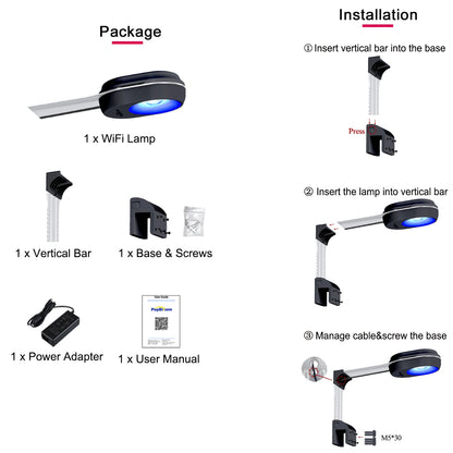 PopBloom RL60 WiFi Full Spectrum LED Saltwater Reef Aquarium Light Supports Mobile WiFi Control