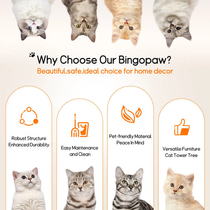 Large Cat Tree Tall Cat Tower for Indoor Cats Multi-Level Plush Cat Condo with Scratching Posts Scratching Boards Perches Caves