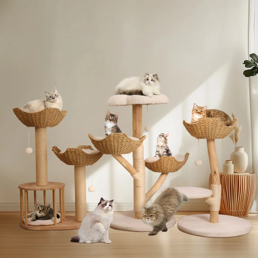 Large Cat Tree Tall Cat Tower for Indoor Cats Multi-Level Plush Cat Condo with Scratching Posts Scratching Boards Perches Caves
