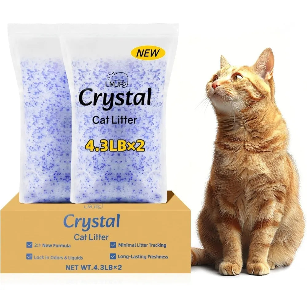 Crystal Cat Litter with Powerful Odor Control, Non-Clumping, Lasts Up to 2 Months, 8.6lb, Rapid Water Absorption