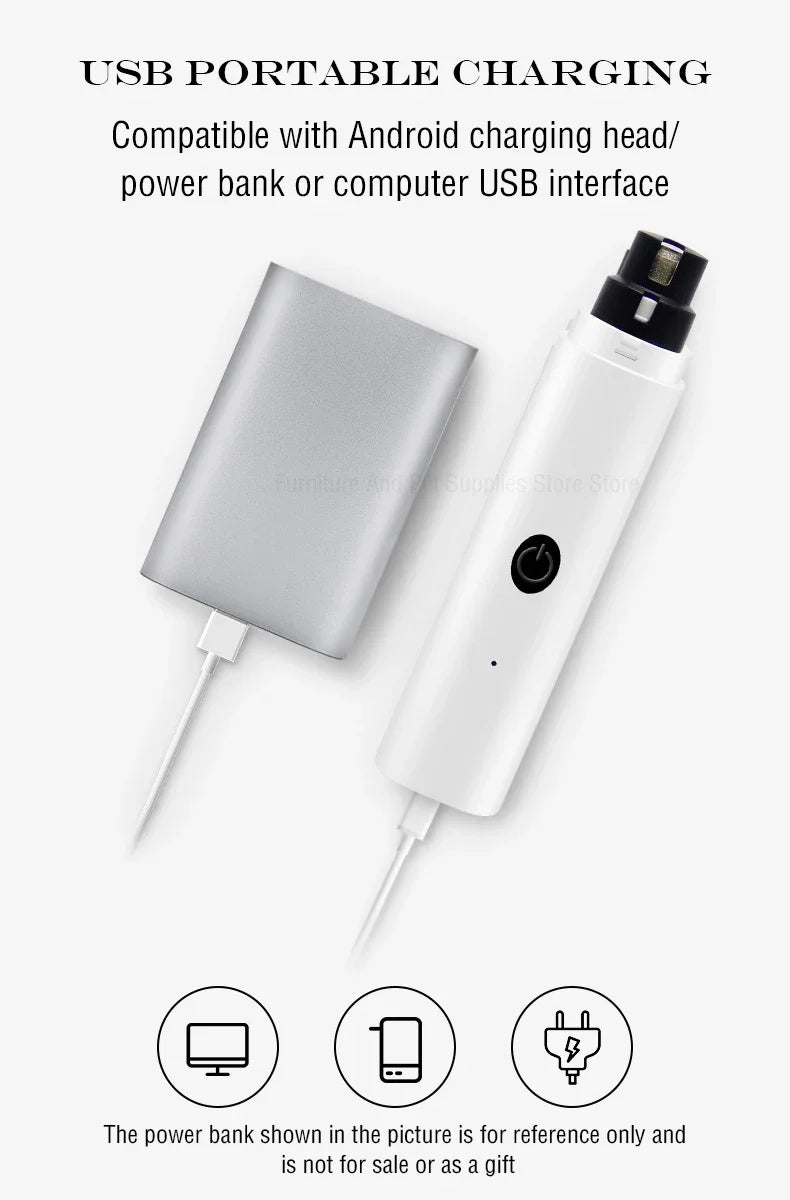 Electric Dog Nail Clippers for Dog Nail Grinders Rechargeable USB Charging LED Light Pet Quiet Cat Paws Nail Grooming Supplies