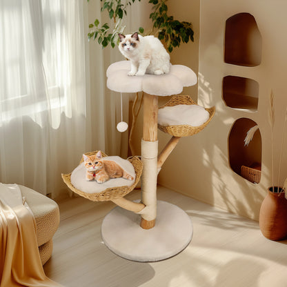 Large Cat Tree Tall Cat Tower for Indoor Cats Multi-Level Plush Cat Condo with Scratching Posts Scratching Boards Perches Caves