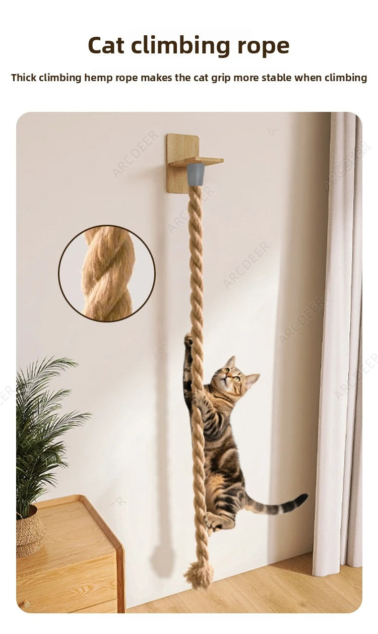 Cat Wall Climbing Sisal Rope Cat Climber Tree Wall  Climbing Tower Toy Indoor Cats Posts Kitten Rope Ladder Suitable for Playing