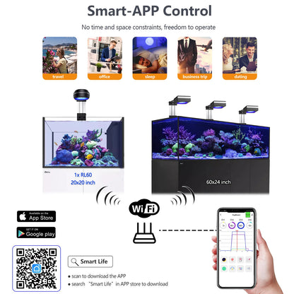 PopBloom RL60 WiFi Full Spectrum LED Saltwater Reef Aquarium Light Supports Mobile WiFi Control