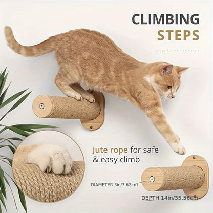 Solid wood cat wall hanging bed, balcony cat hanging bed, suspended cat bed, cat tree, pet cat climbing ladder, cat bed