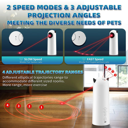 Automatic Laser Cat Toy，Multi-level rotation adjustment speed mode indoor interactive game，Does not include batteries