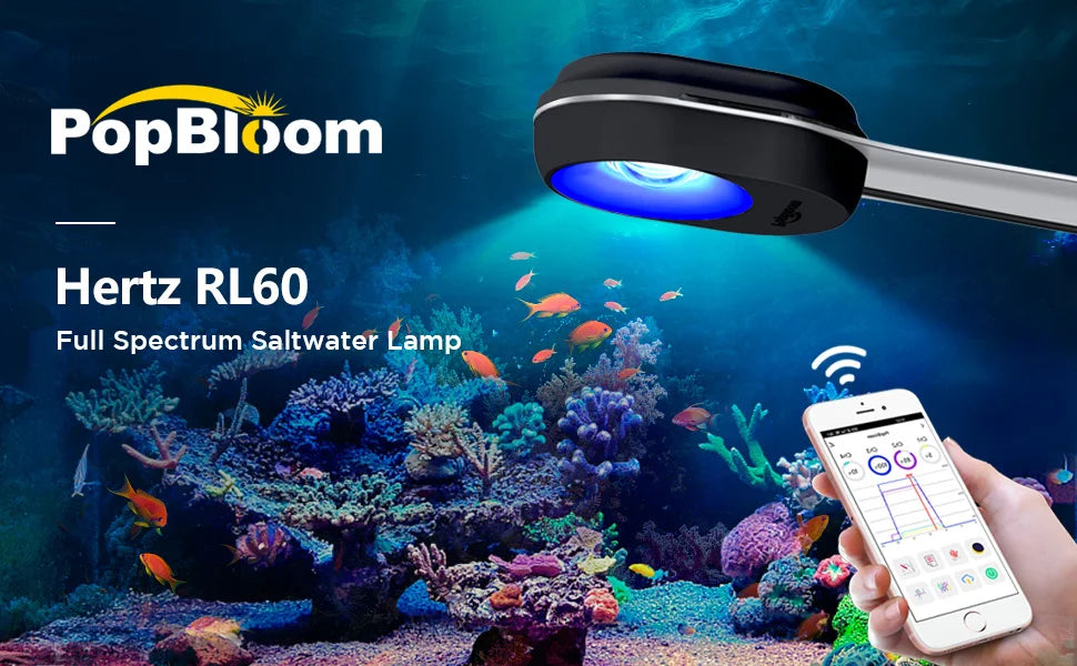 PopBloom RL60 WiFi Full Spectrum LED Saltwater Reef Aquarium Light Supports Mobile WiFi Control