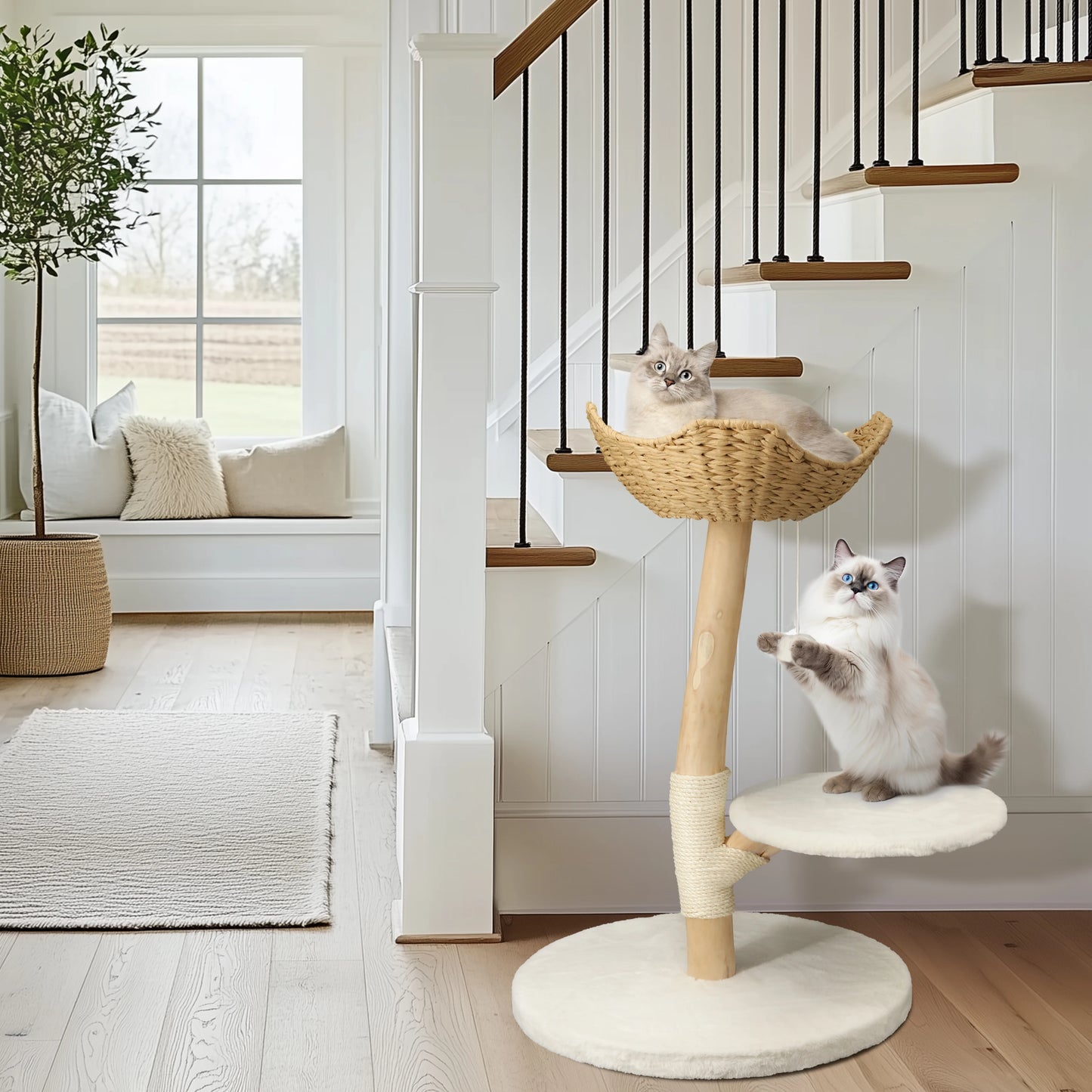 Large Cat Tree Tall Cat Tower for Indoor Cats Multi-Level Plush Cat Condo with Scratching Posts Scratching Boards Perches Caves