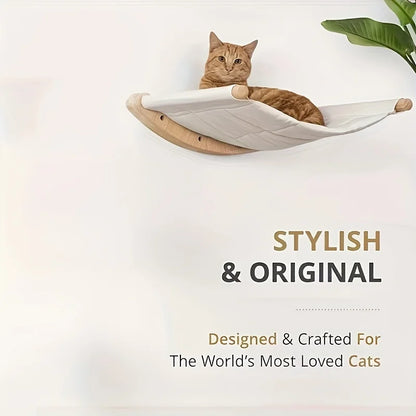 Solid wood cat wall hanging bed, balcony cat hanging bed, suspended cat bed, cat tree, pet cat climbing ladder, cat bed