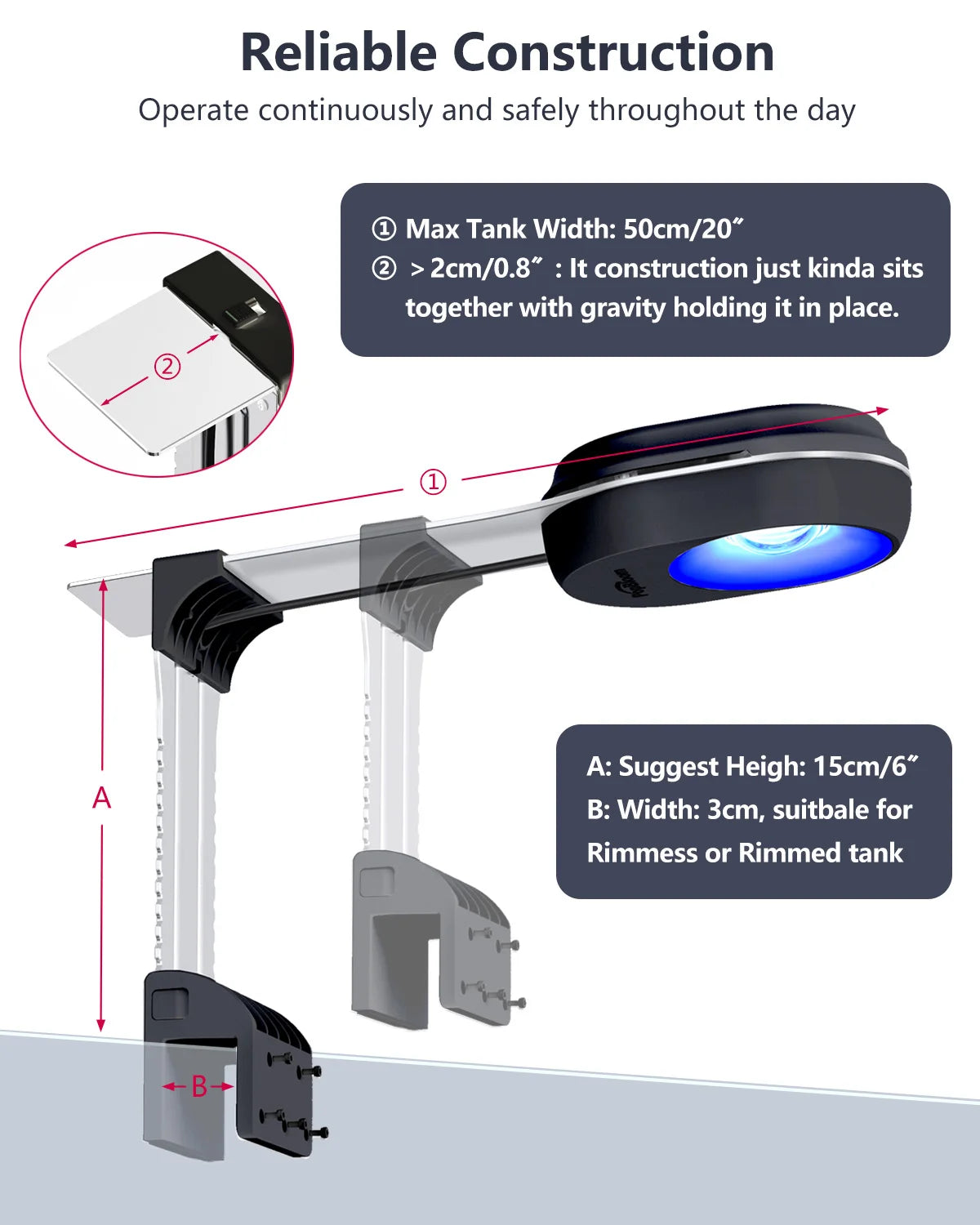 PopBloom RL60 WiFi Full Spectrum LED Saltwater Reef Aquarium Light Supports Mobile WiFi Control