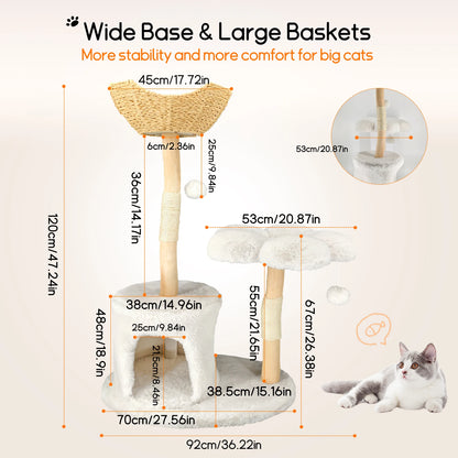 Large Cat Tree Tall Cat Tower for Indoor Cats Multi-Level Plush Cat Condo with Scratching Posts Scratching Boards Perches Caves