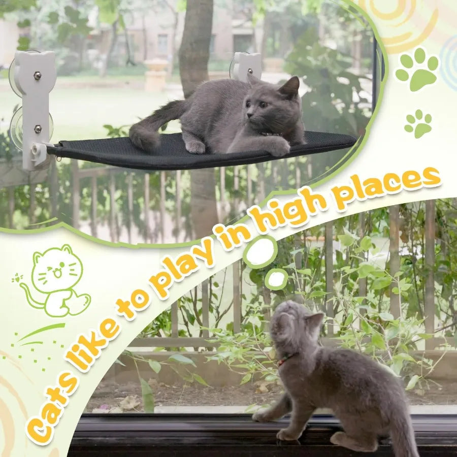 Cat Window Perch Sturdy Cat Window Hammock Cat Window Bed Cordless for Cats Upgraded Suction Cup Tear Resistant and Easy Cleani