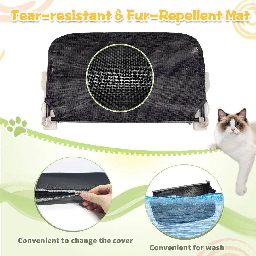 Cat Window Perch Sturdy Cat Window Hammock Cat Window Bed Cordless for Cats Upgraded Suction Cup Tear Resistant and Easy Cleani