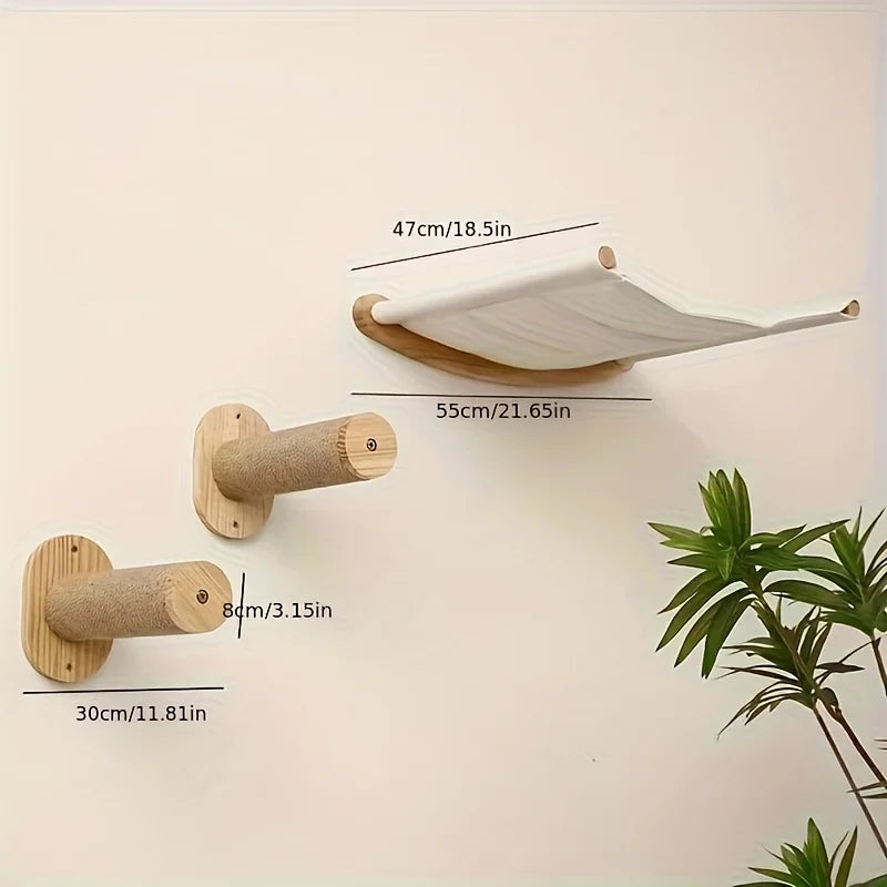 Solid wood cat wall hanging bed, balcony cat hanging bed, suspended cat bed, cat tree, pet cat climbing ladder, cat bed