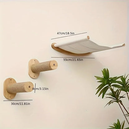 Solid wood cat wall hanging bed, balcony cat hanging bed, suspended cat bed, cat tree, pet cat climbing ladder, cat bed