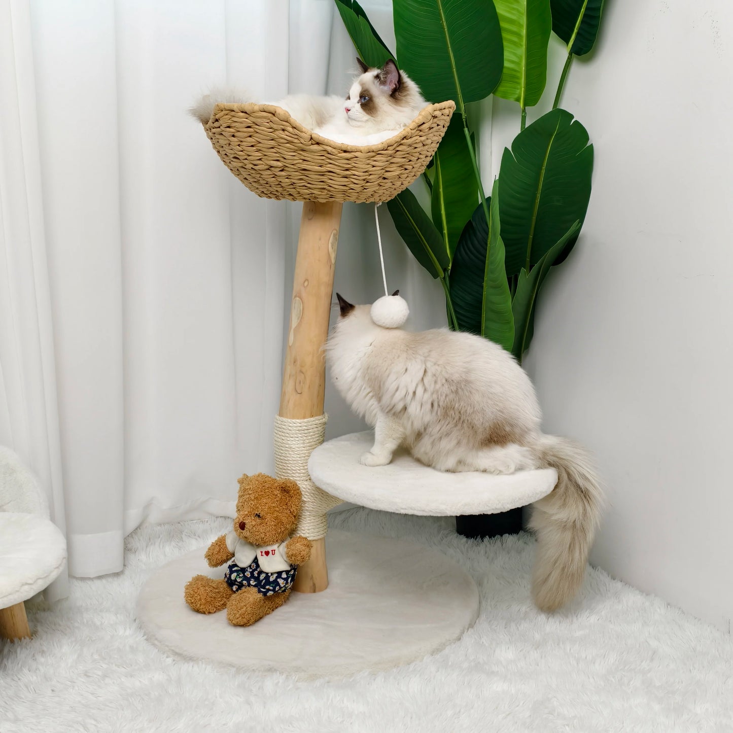 Large Cat Tree Tall Cat Tower for Indoor Cats Multi-Level Plush Cat Condo with Scratching Posts Scratching Boards Perches Caves