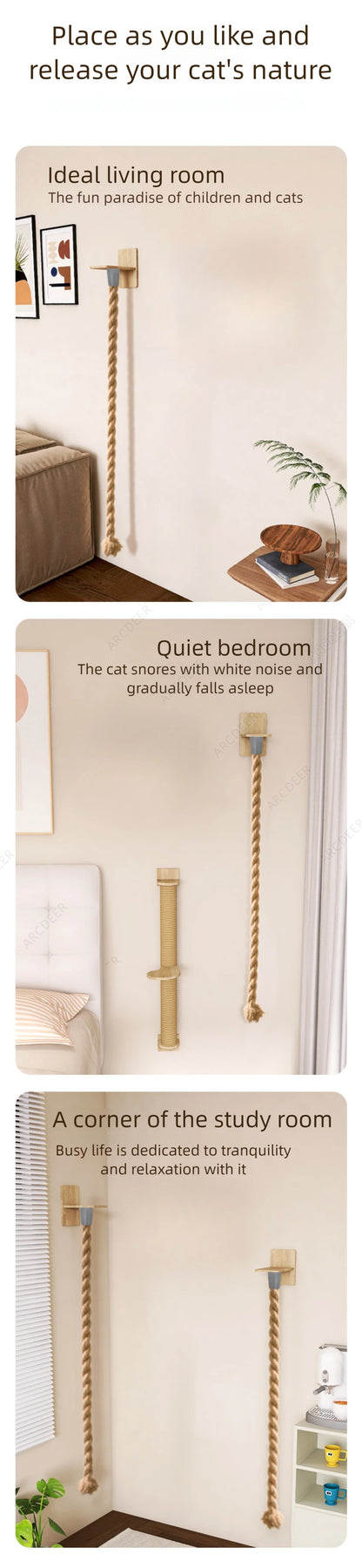 Cat Wall Climbing Sisal Rope Cat Climber Tree Wall  Climbing Tower Toy Indoor Cats Posts Kitten Rope Ladder Suitable for Playing