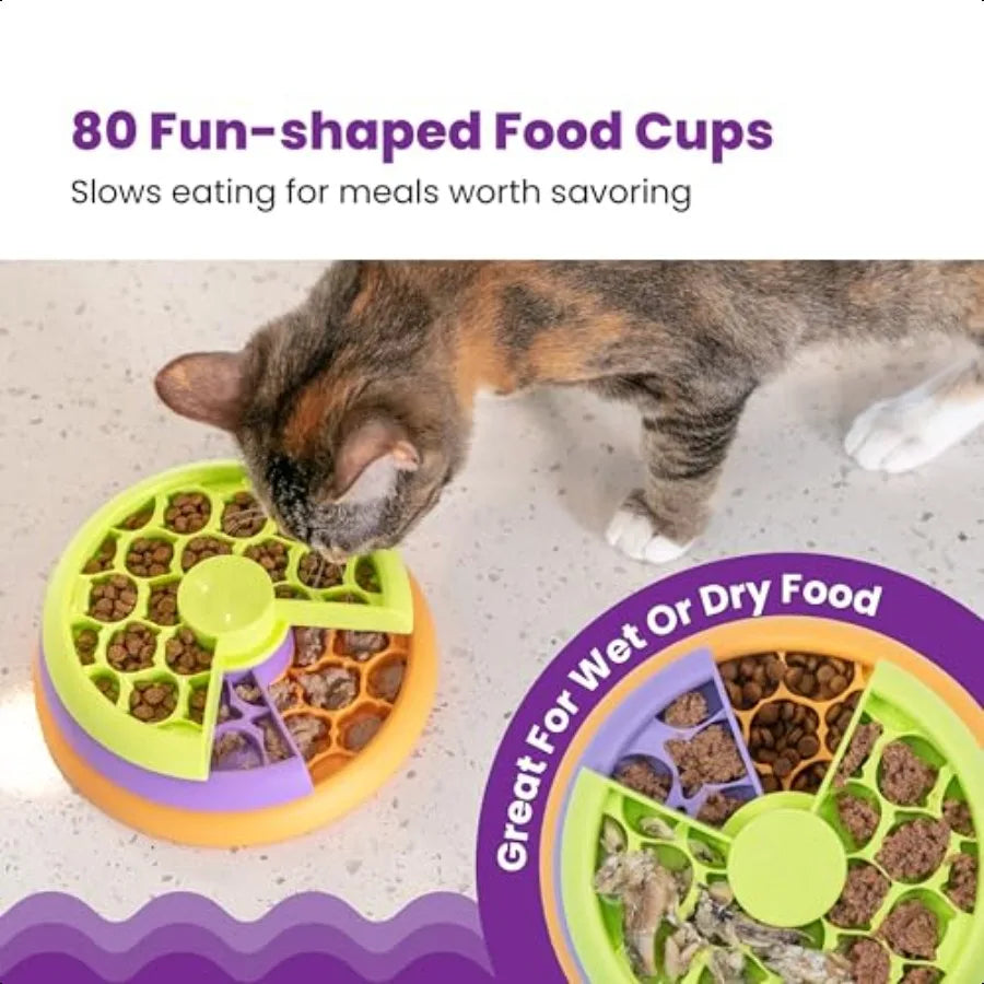 Kitty Lickin' Layers 3Tier Interactive Cat Slow Feeder Treat Puzzle Toy Dry or Wet Food Mental Stimulation Foraging 6.6 inches