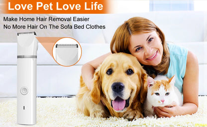 ATUBAN Dog Clippers Grooming Kit Hair Clipper-Low Noise Paw Trimmer-Cordless Quiet Nail Grinder Shaver for Cats and Other Pets