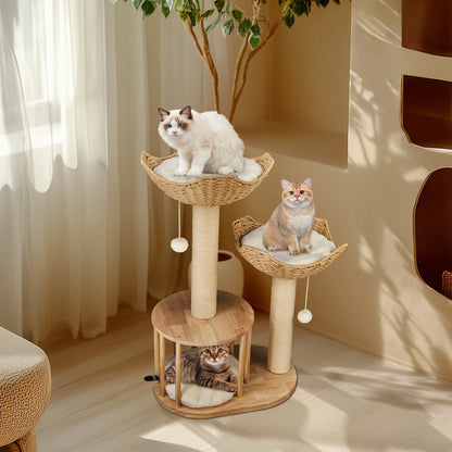 Large Cat Tree Tall Cat Tower for Indoor Cats Multi-Level Plush Cat Condo with Scratching Posts Scratching Boards Perches Caves
