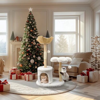 Large Cat Tree Tall Cat Tower for Indoor Cats Multi-Level Plush Cat Condo with Scratching Posts Scratching Boards Perches Caves