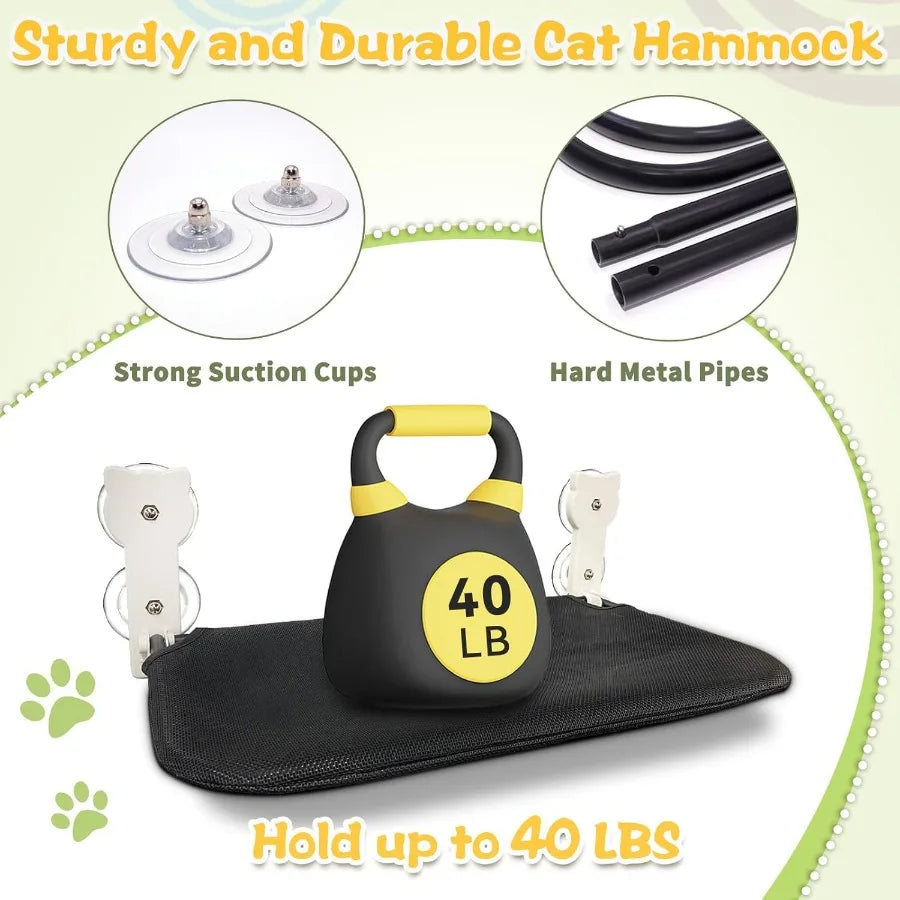 Cat Window Perch Sturdy Cat Window Hammock Cat Window Bed Cordless for Cats Upgraded Suction Cup Tear Resistant and Easy Cleani
