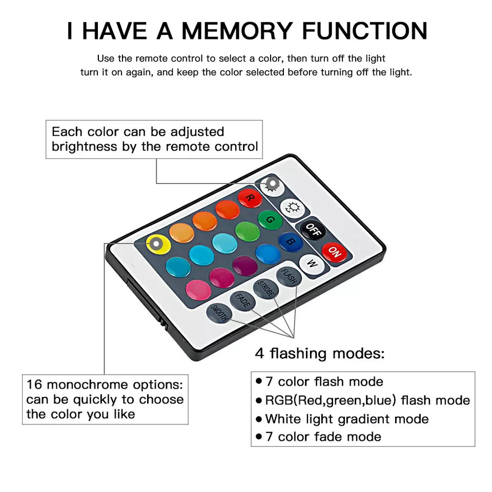 Aquarium Underwater Air Bubble LED Light Fish Tank RGB Submersible Lamp + Remote